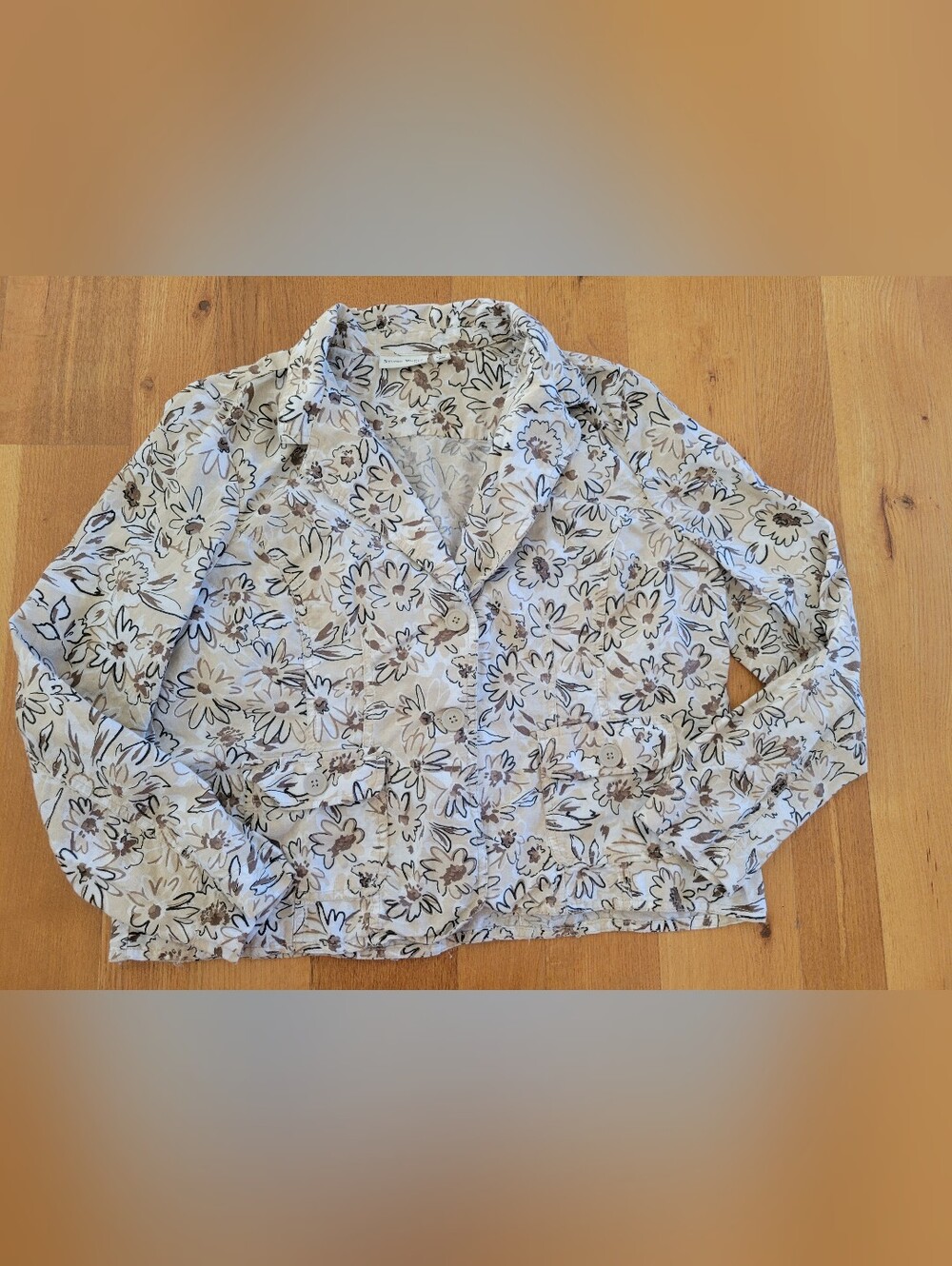 Women's size petite xl Floral Print Button-Up Blazer jacket